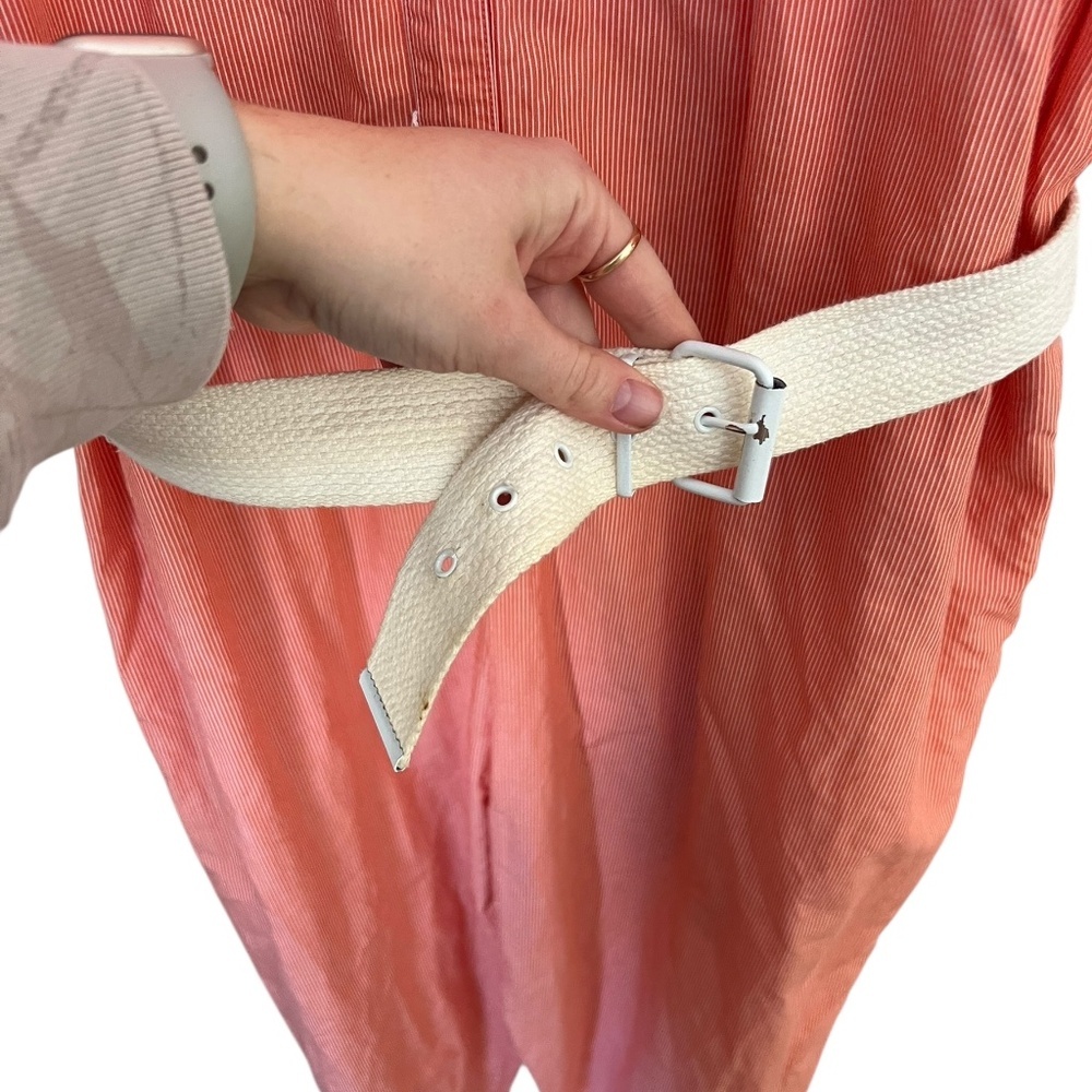 Vintage 80s 90s Orange & White Striped Jumpsuit <3 - Picture 3 of 5